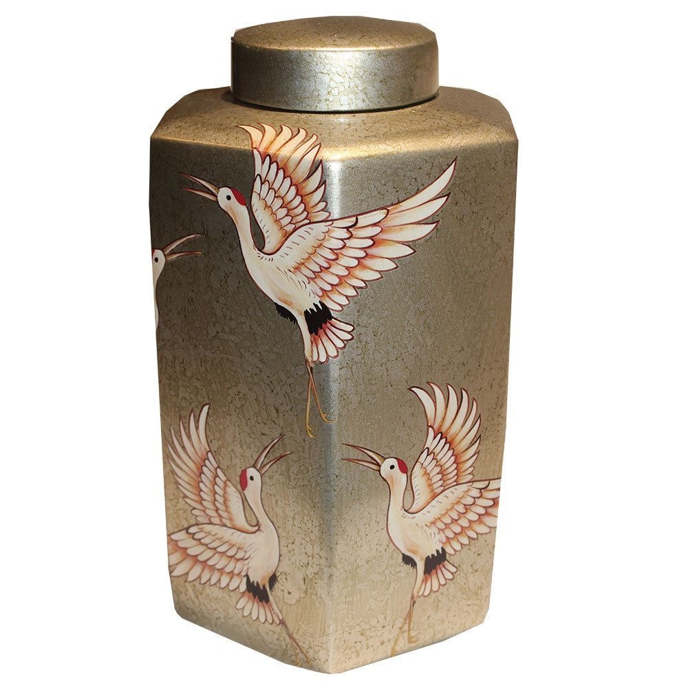 Bild von Behälter mit Deckel Golden Crane, 20 x 19 x 34cm, gold