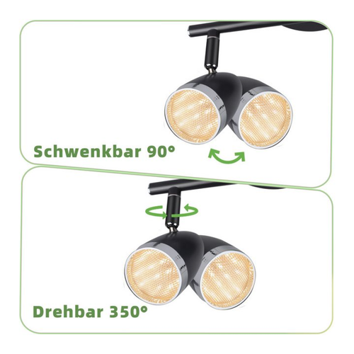 Bild von Nettlife LED Deckenstrahler 2-flammig Modern in Schwarz/Weiß