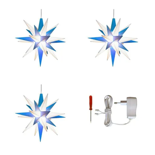 Bild von Herrnhuter Sterne Innenstern A1e blau/weiß (13cm) 3er Set LED inklusive Netzteil