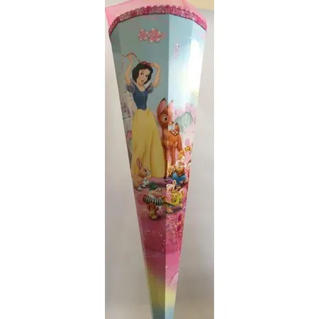 Bild von Nestler Schultüte Schneewitchen und die 7 Zwerge mit pinker Borde und pinkem Tüll, 85 cm, eckig