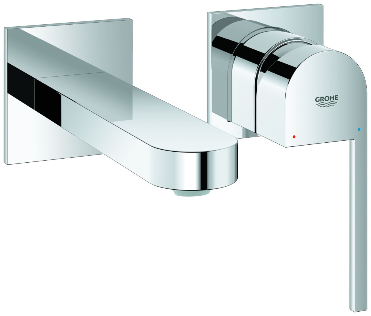 Bild von GROHE Plus 2-Loch-WaschtischbatterieWandmontageFertigmontageset 23 200(ohne Unterputz-Einbaukörper)MetallrosetteGROHE StarLight OberflächeGROHE EcoJoy 5,7 l/min SpeedClean MousseurGROHE AquaGuide verstellbarer MousseurStichmaß 110 mmAusladung 147 mmHinweis: den Unterputz-Einbaukörper 23200002 - bitte separat bestellen
