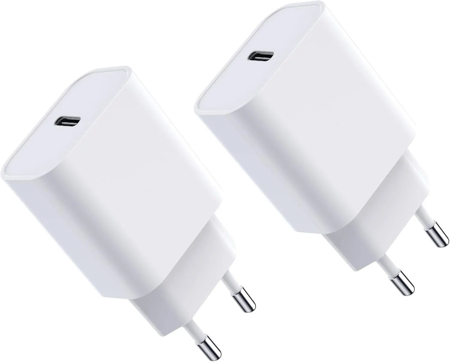 Bild von 2er Pack 20W USB C Adapter in Weiß, kompatibel mit iPhone 15 bis 12, AirPods, iPad und Samsung Galaxy S23 und S22