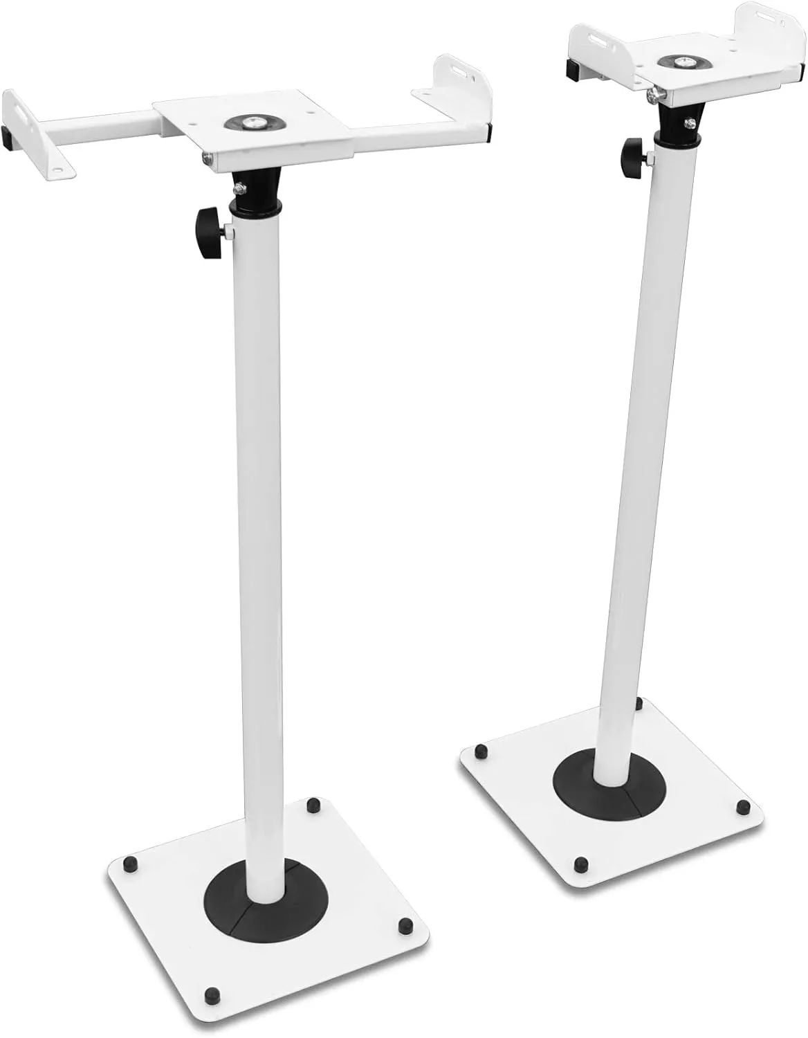 Bild von 2er Set höhenverstellbare Boxenständer aus Metall in Weiß mit Kabelkanal, Modell BS16W