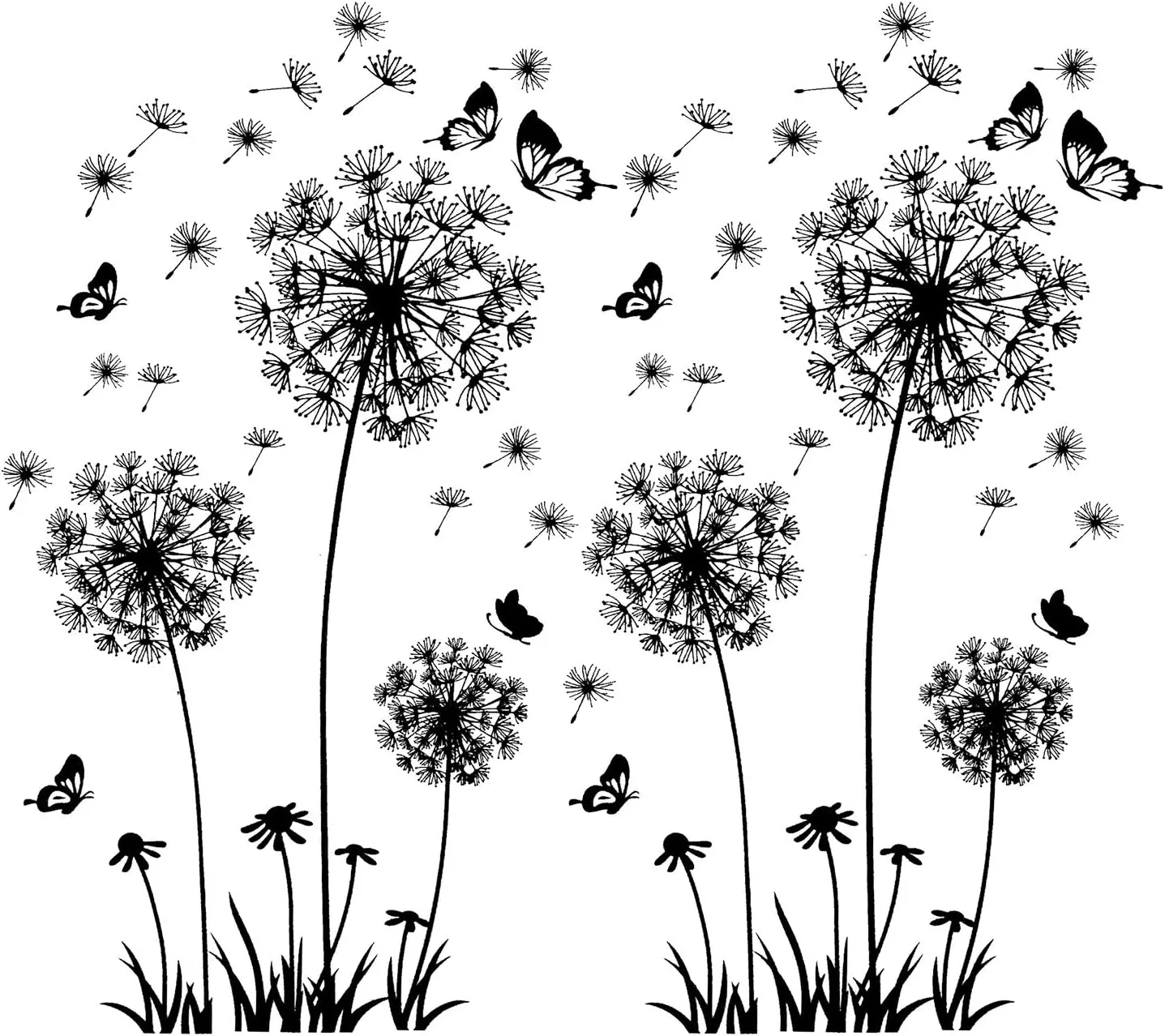 Bild von 2er Set XXL Wandtattoo Pusteblumen in Schwarz für Wohnzimmer, Schlafzimmer und Flur, Maße 165x130 cm