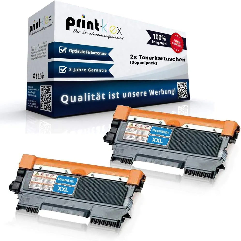 Bild von 2X Print-Klex Tonerkartuschen Doppelpack kompatibel mit Brother DCP 7055, DCP 7055W, DCP 7057, TN2010 und TN2010 XXL