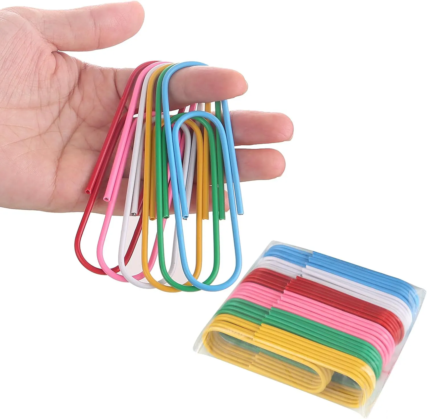 Bild von 30 große Büroklammern in farbigen Varianten, ideal für Zuhause, Schule und Büro, 10 cm lang