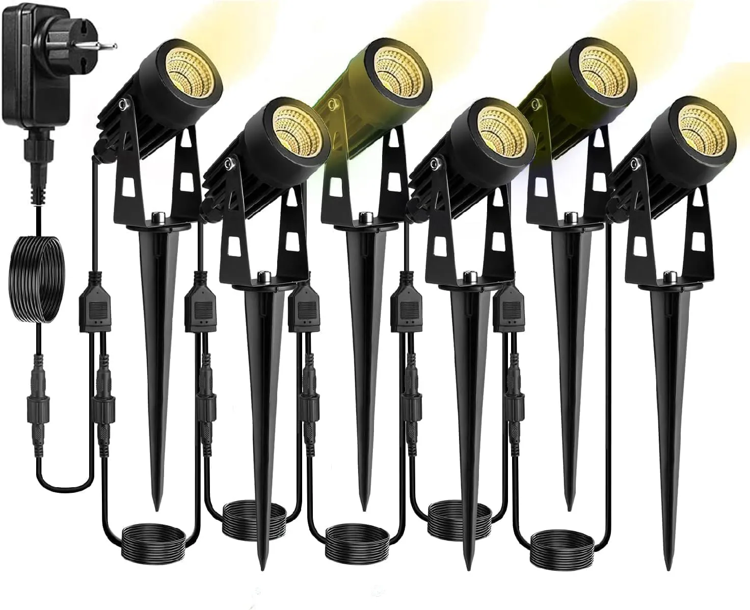 Bild von 30 Meter Gartenstrahler LED Erdspieß 6er Pack mit IP65 Wasserschutz und warmweißem Licht für Außenbereiche