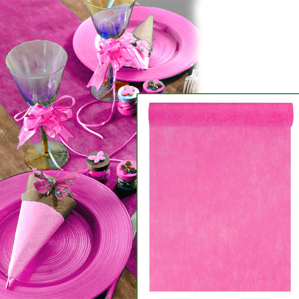Bild von Pinkfarbener Tischläufer aus Vlies, 10m x 30cm