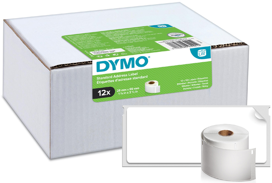 Bild von DYMO LW - Standardadressetiketten Permanent Papier - 28 x 89 mm - 2093091 - Weiß - Selbstklebendes Druckeretikett - Papier - Dauerhaft - Rechteck - LabelWriter (2093091)