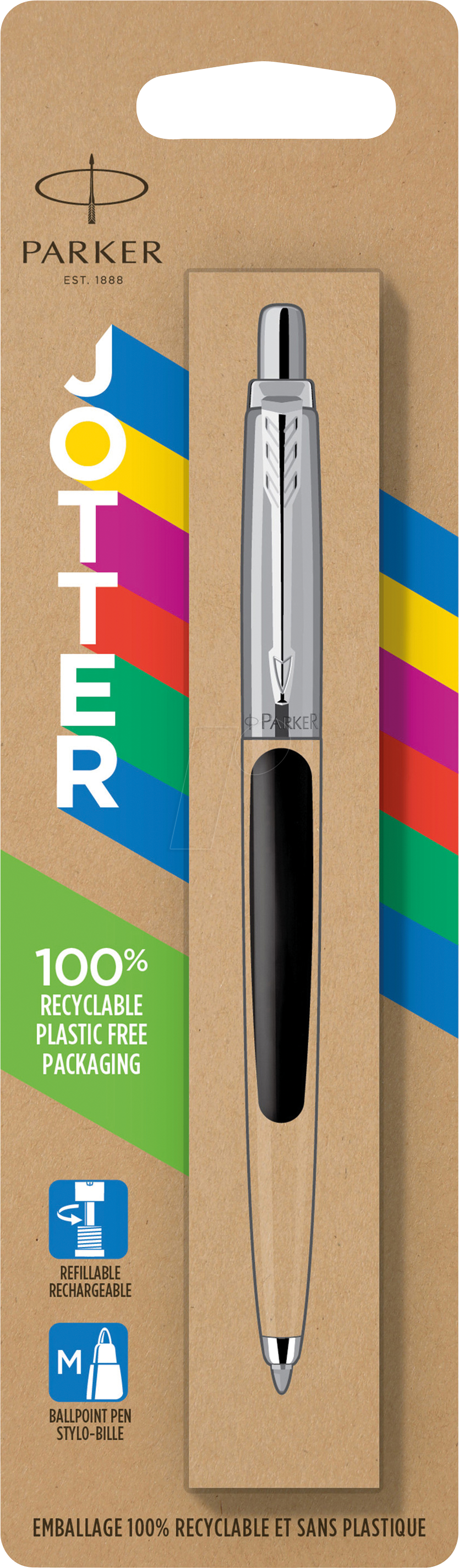Bild von Parker Jotter Originals Kugelschreiber | Klassisches Schwarz | Mittlere Spitze | Blau Tinte