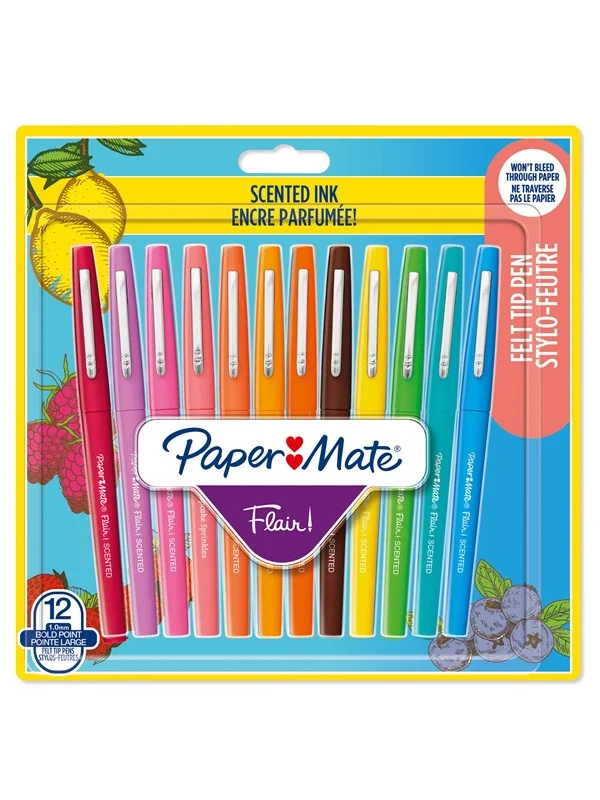 Bild von Paper Mate Flair Duftende Filzstifte | Verschiedene Düfte und Farben für den Sonntagsbrunch | Mittlere Spitze (0,7 mm) | 12 Stück