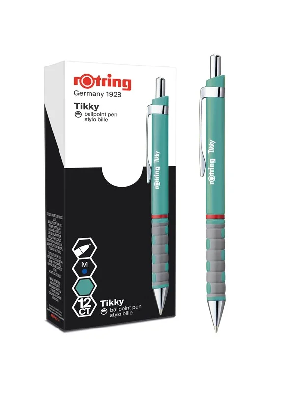 Bild von Rotring rOtring Tikky-Kugelschreiber in Pastellfarben | blaue Tinte | mittlere Spitze (1,0 mm) | Schaft in Sea Blue | federleicht mit gummiertem Soft-Touch-Griff | 12 Stück