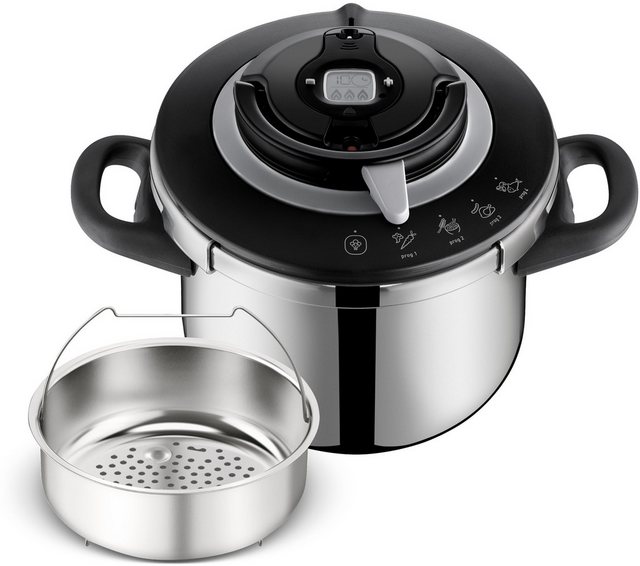 Bild von Tefal Schnellkochtopf »Clipso+ CHEF, 6 Liter Dampfkochtopf«, Edelstahl, 4 Kochprogramme, 6 Sicherheitsstufen, abnehmbarer Timer