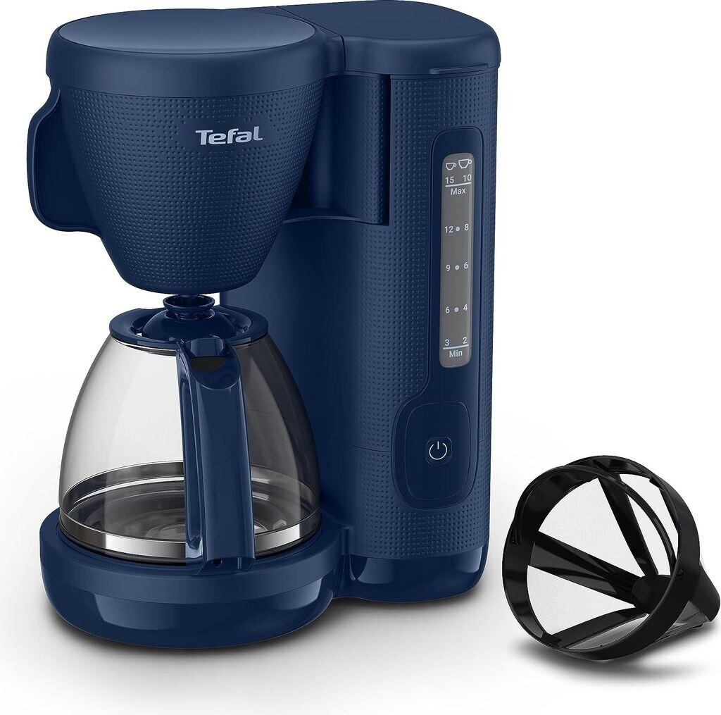 Bild von Tefal Morning Filterkaffeemaschine, Glaskanne, 1,25 Liter Wassertank, Warmhaltefunktion, Dauerfilter, Wasserstandsanzeige, Blau, CM2M1410