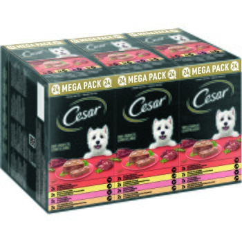 Bild von Cesar Megapack Klassik-Terrine - Hundenassfutter in der Schale - 4 Varietäten im Multipack - 24 x 150g