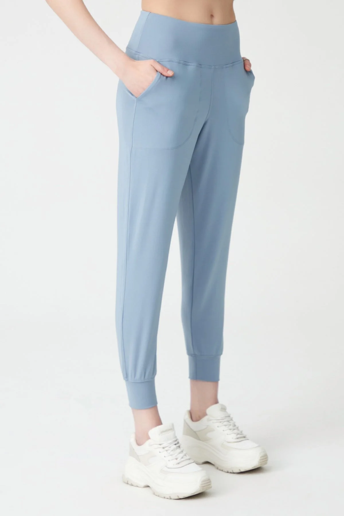 Bild von LOS OJOS Jogginghose Mit Hoher Taille In Blau Und Grau für Damen - S