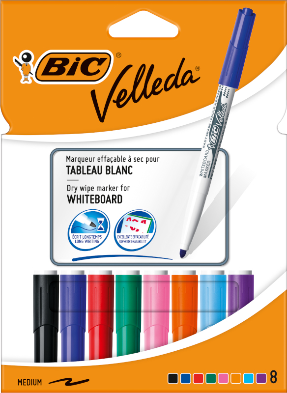 Bild von BIC Whiteboard-Marker Velleda 1741, Rundspitze, 8er Etui