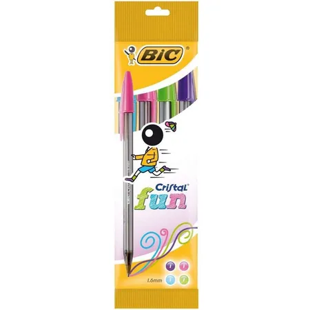 Bild von Bic, Schreibstifte, Kugelschreiber Cristal Fun, 4er Beutel (Farbig sortiert, 4 x)