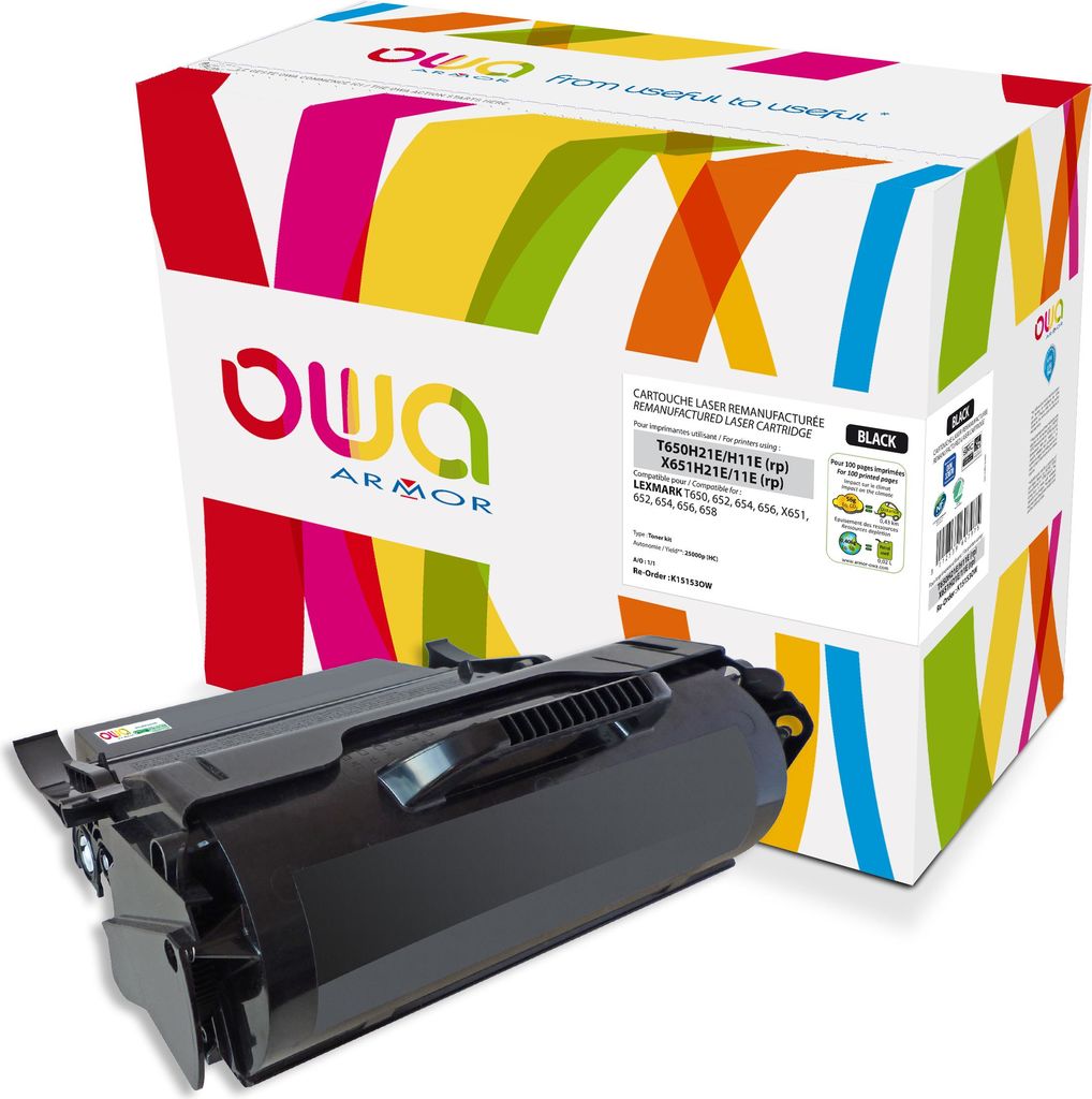 Bild von Armor K15153OW - Schwarz - Lexmark - Optra T 650 DN Optra T 650 DTN Optra T 650 N Optra T 652 DN Optra T 652 DTN Optra T 652 N Optra T 65 - T650H21E - 1 Stück(e) - Lasertoner (K15153OW)