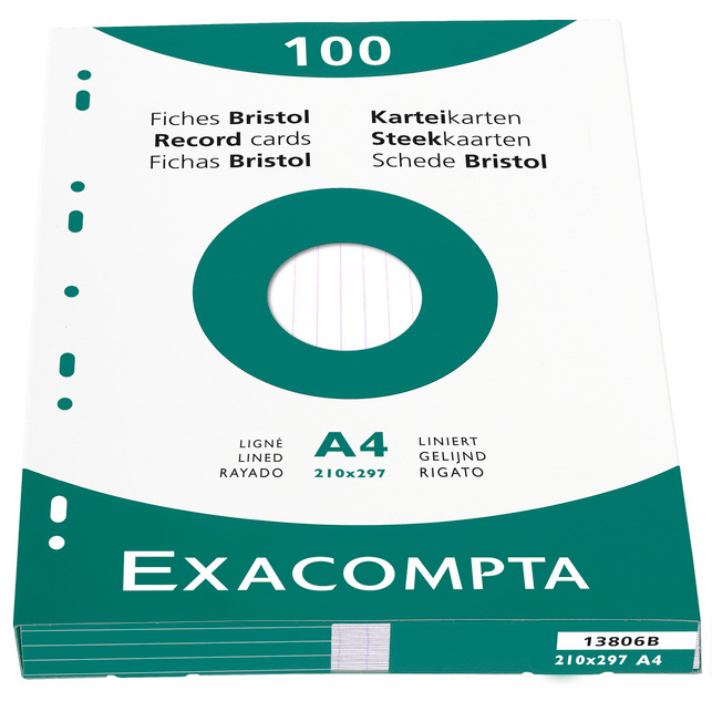 Bild von EXACOMPTA Karteikarte, blanko, A4, Karton, 205 g/m², blau (100 Stück), Sie erhalten 1 Packung á 100 Stück