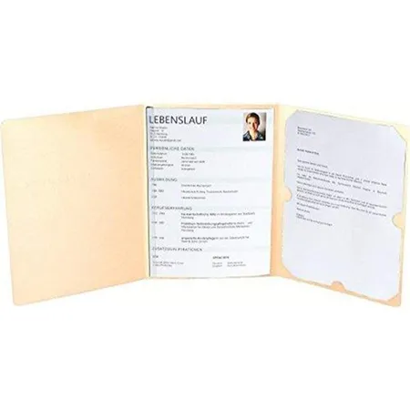 Bild von Exacompta 38604B Bewerbungsmappe (3-teilig mit 1 Klemmschiene, Kapazität 30 Blatt aus Manila-Leder-Karton, 400 g Nature Future, DIN A4) elfenbein