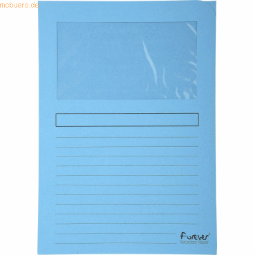 Bild von Exacompta 50106E Fenstermappen Packung, 100 Stück, mit Organisationsdruck aus Recycling-Karton 120 g, forever, Din A4, hellblau
