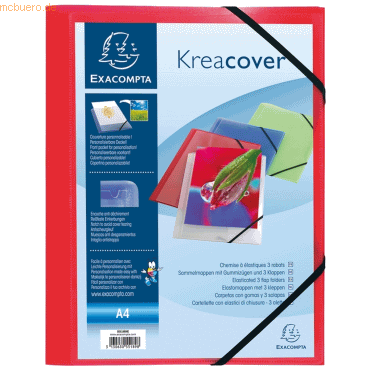 Bild von EXACOMPTA Fächermappe Eckspannmappe Kreacover A4 PP 500my transparent rot