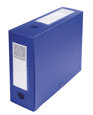 Bild von Exacompta 59932E Sammelbox OPAK 100mm mit Druckknopf aus blickdichtem Kunststoff für DIN A4 Archivbox Heftbox Zeichenbox Sammelmappe blau