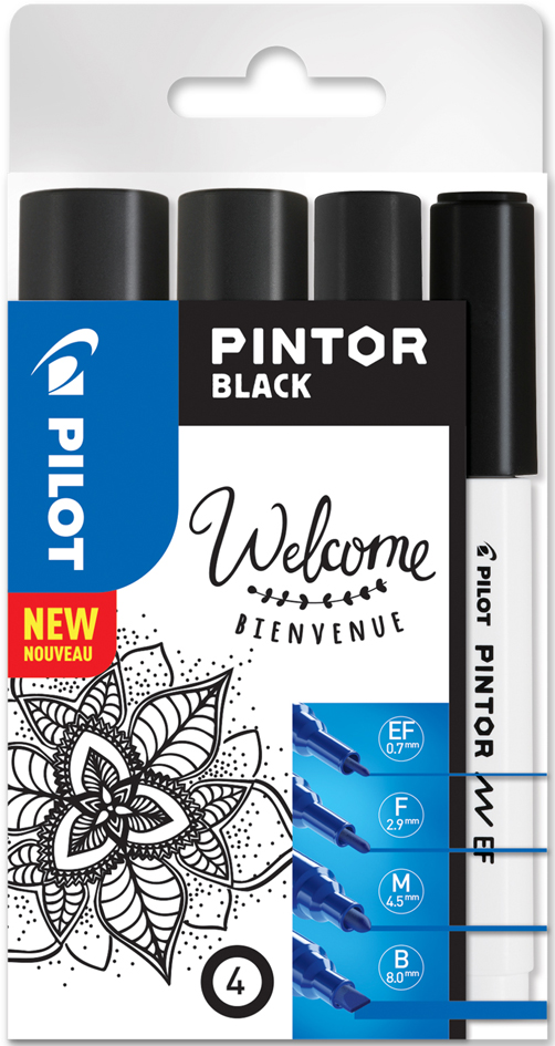Bild von Pilot, Marker, Pintor Set à 4 (Black, White, 8 mm, 4 x)