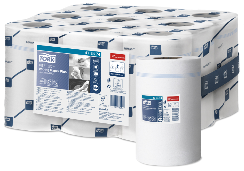 Bild von TORK Reflex Mehrzweck-Putzrolle, 2-lagig, weiß, 67 m stark, Papierwischtücher aus Tissue, perforiert, ungeprägt, - 1 Stück (473474)