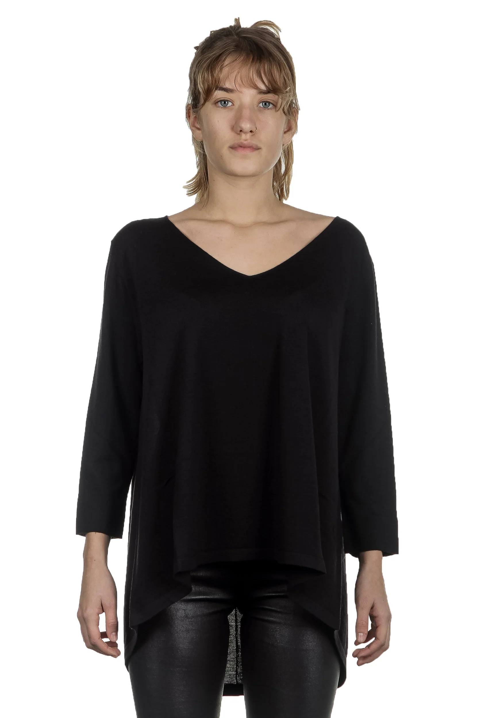 Bild von Larens Zurich Damen Pullover in A-Linie aus Merinowolle schwarz