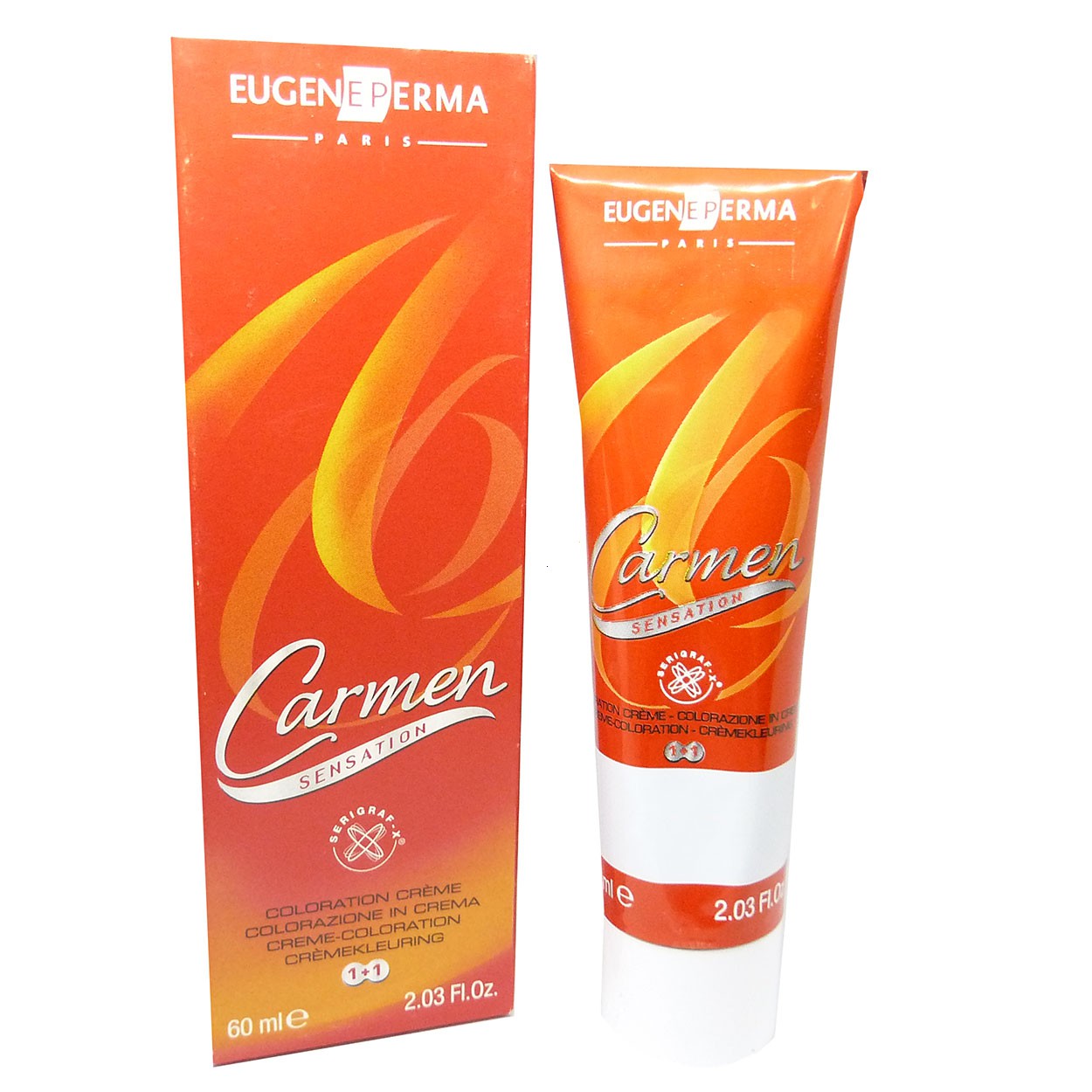 Bild von Eugene Perma Carmen Sensation Haar Farbe Creme Permanent Coloration 60ml - 608/7 Dark Blonde Mahagony Violet / Dunkelblond Mahagoni Violett