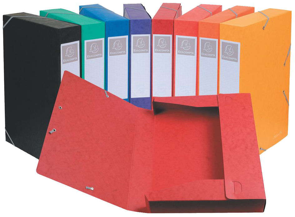 Bild von Exacompta 18515H Premium Sammelbox mit Gummizug 25 mm breit aus extra starkem Colorspan-Karton mit Rückenschild für DIN A4 Archivbox Heftbox Dokumentenbox Zeichenbox Sammelmappe violett