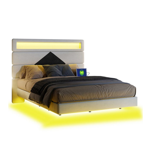 Bild von FUROKOY Polsterbett mit LED Licht und USB Ladefunktion