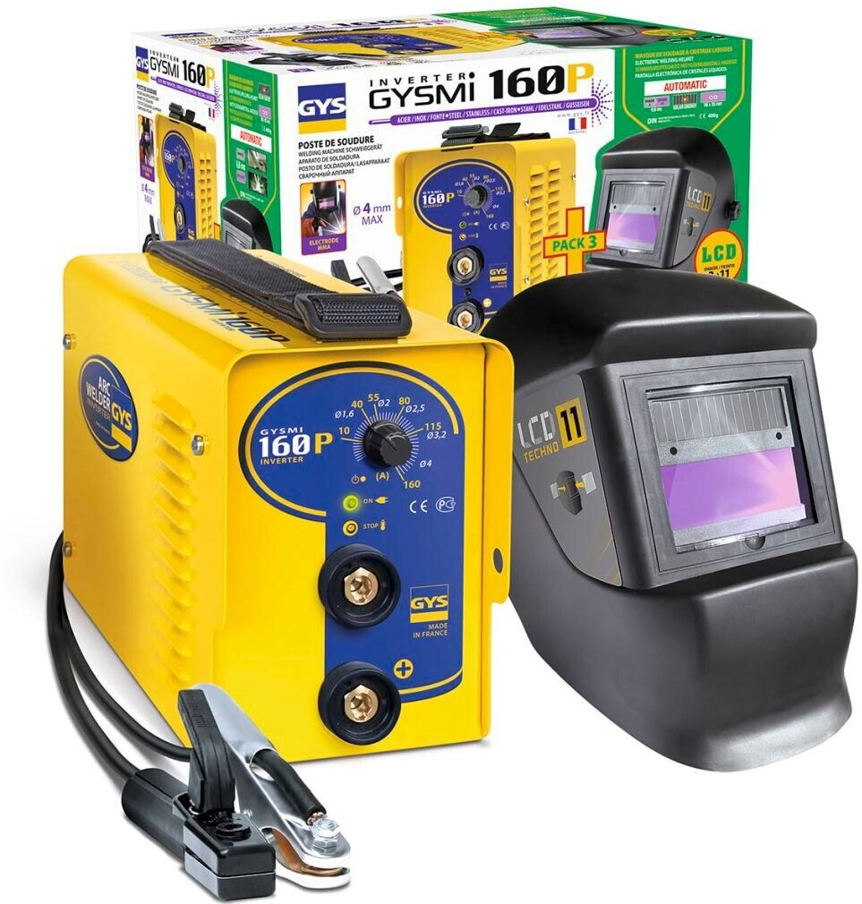 Bild von GYS Elektroden-Schweißinverter 160P mit Schweißhelm LCD Master 11 und Wechselrichter 160 A