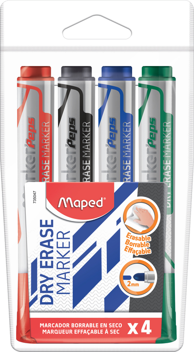 Bild von Maped, Marker, Whiteboard-Marker Marker'Peps Jumbo, 4er Etui (Mehrfarbig, 2 mm)