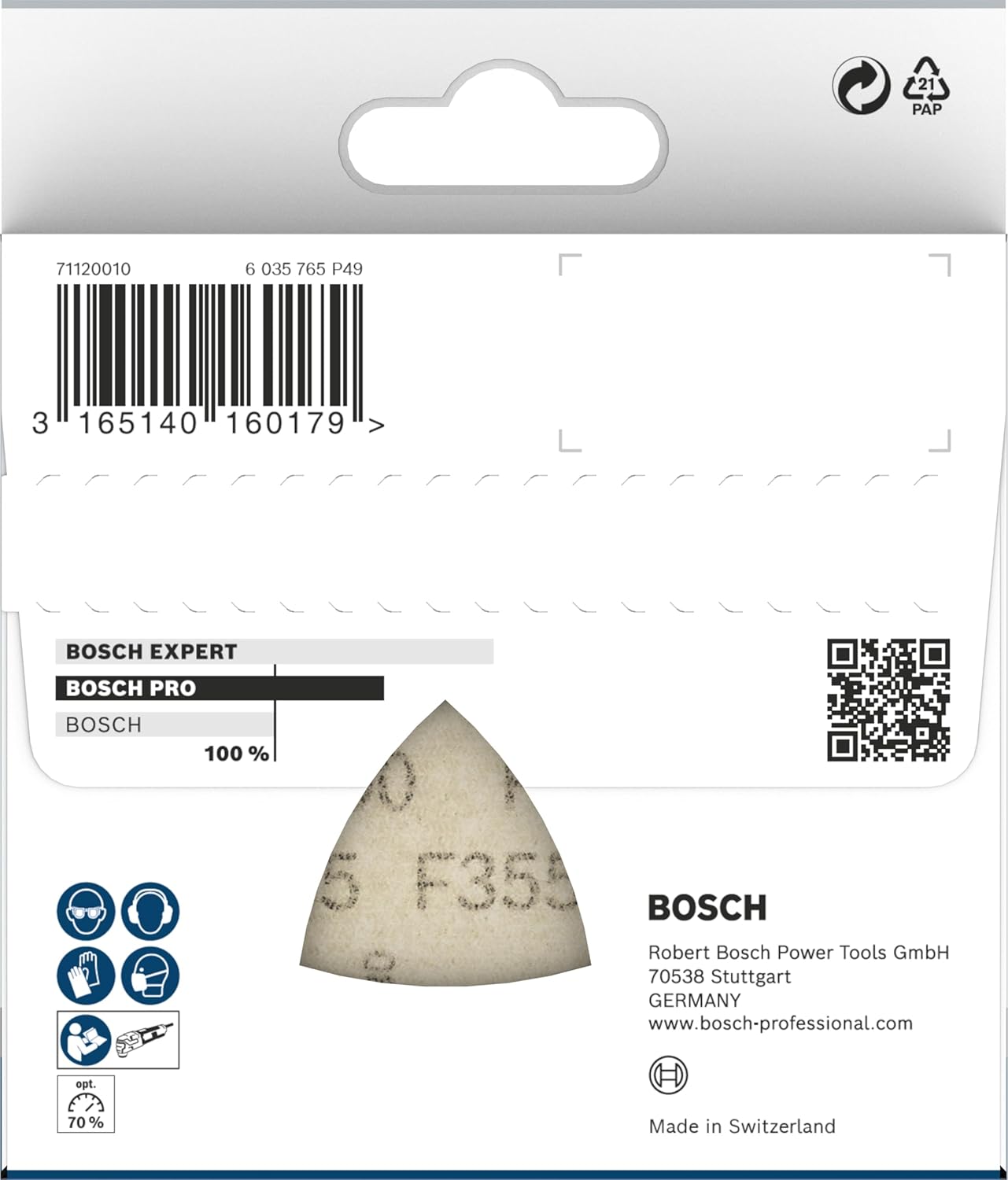 Bild von Bosch 5x PRO Plastic and Hard Stone F355 Schleifblatt (für Beton, Harter Stein, Ø 93x93 mm, Körnung 400, Professional Zubehör Multifunktionswerkzeug, Deltaschleifer)