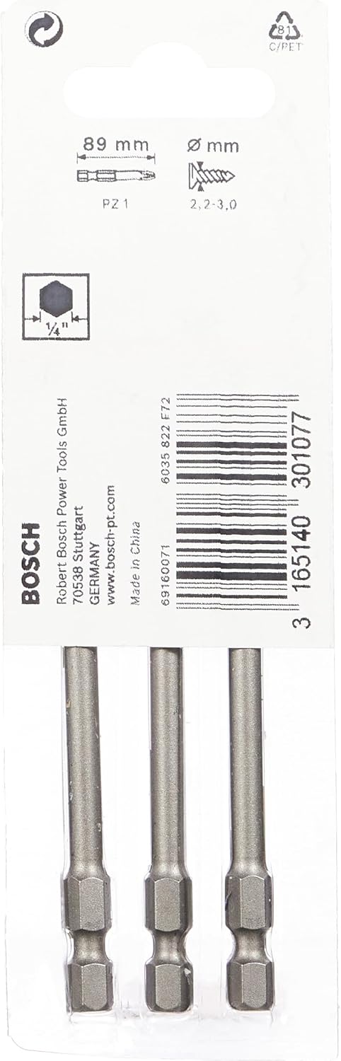 Bild von Bosch Accessories Professional Bit Extra-Hart für Pozidriv-Kreuzschlitzschrauben (PZ3, Länge: 152 mm, 3 Stück), 2607001590
