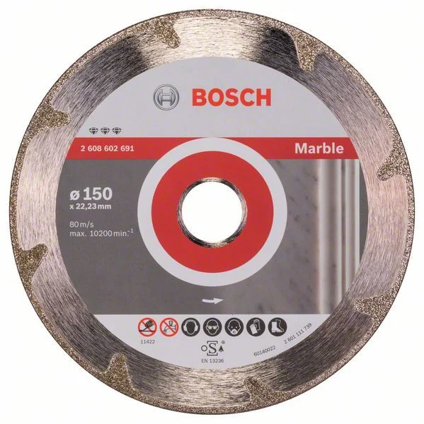 Bild von Bosch 1x PRO Marble Diamanttrennscheiben für 22,23‑mm-Bohrung und große Winkelschleifer (für Weichgestein, Marmor, Ø 150 mm, Professional Zubehör Großer Winkelschleifer)