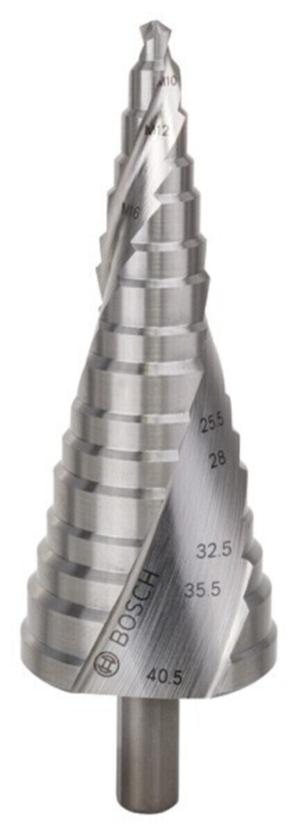Bild von Bosch HSS - Bohrer - für Kunststoff, Edelstahl, nicht eisenhaltiges Metall - Stufen-Aufsatz - 6-38.5 mm, 6-40.5 mm - Inbus - Länge: 125.5 mm