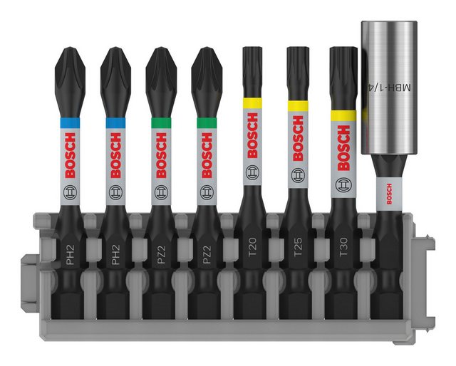 Bild von Bosch 8x PRO Impact Set mit Standard-Bithalter und Pick and Click-Index (170 x 120 mm, Professional Zubehör Schraubendreher, Schraubendreher)