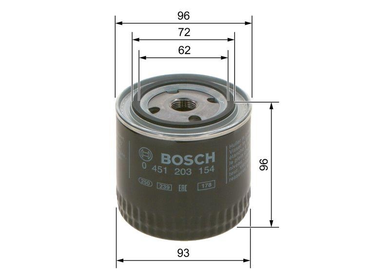 Bild von BOSCH 0 451 203 154 Ölfilter Motorölfilter, Filter für Öl 3/4" 16 UNF mit zwei Rücklaufsperrventilen Anschraubfilter TOYOTA: HILUX 5 Pick-up
