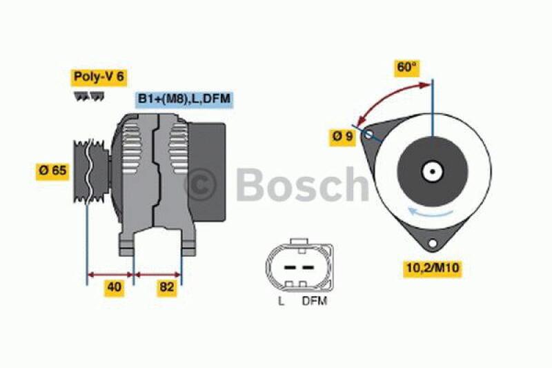 Bild von BOSCH 0 986 044 470 Lichtmaschine 14V 140A AUDI: A4 B6 Saloon, A4 B6 Avant, A4 B7 Avant, VOLKSWAGEN: Passat B5 GP Estate, Passat B5 GP Saloon