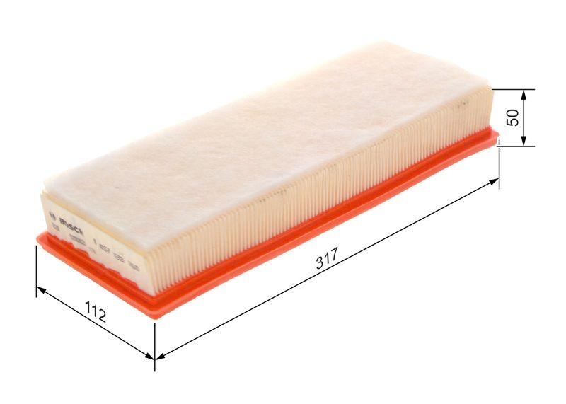 Bild von BOSCH 1 457 433 160 Luftfilter Motorluftfilter, Filter für Luft 57,5 112 314 Filtereinsatz PEUGEOT: 3008 I, 5008 I, Partner II Tepee, CITROËN: C3 II