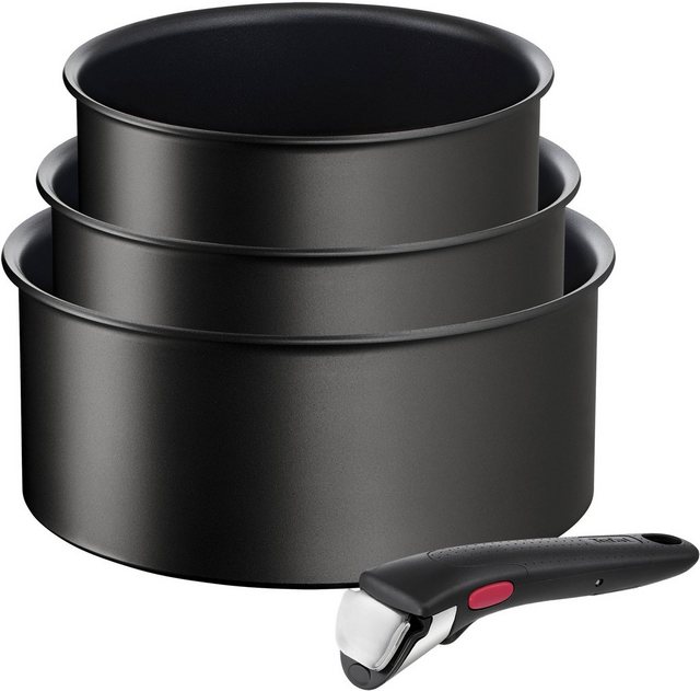 Bild von Tefal Topf-Set »Ingenio Unlimited L76391«, Aluminium, (Set, 4 tlg., mit Kasserollen 16/18/20 cm, 1x abnehmbarer Griff), stapelbar, platzsparend, Titanium 6x Antihaftversiegelung