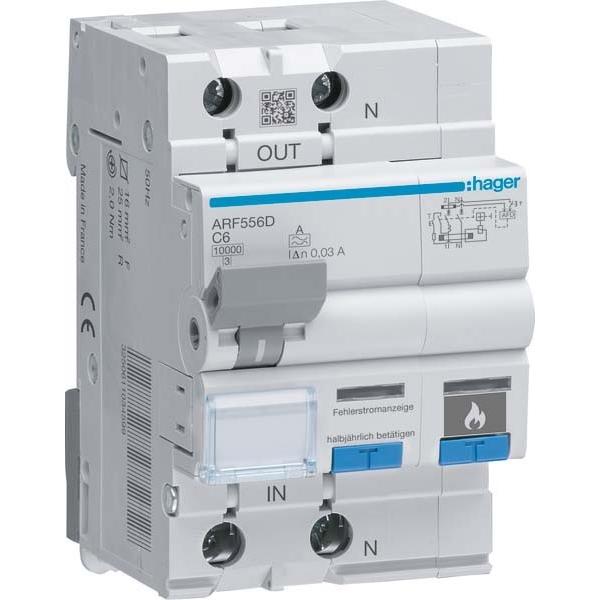 Bild von Hager ARF556D FI-Schutzschalter/Leitungsschutzschalter 2polig 6A 0.03A 230V