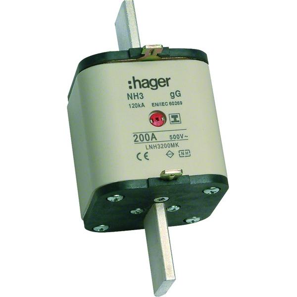 Bild von Hager, Sicherung, HAG LNH3200MK Sicherungseinsatz NH3C 200A 500V gGgL Mi tteke (NH-DIN Sicherung)