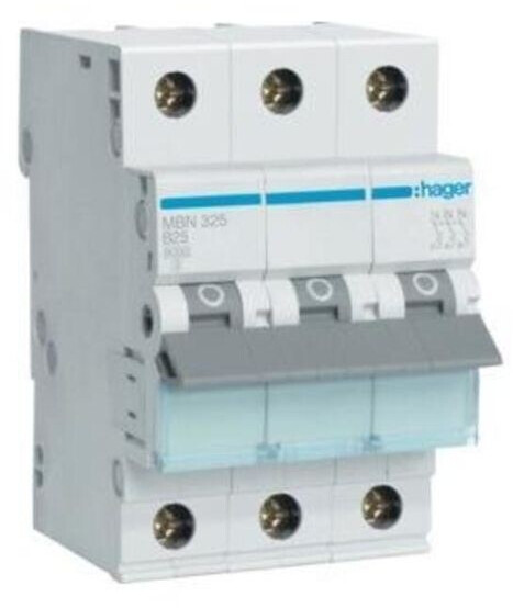 Bild von Hager Leitungsschutzschalter MBN325 B 25A 3p 415V 6kA 3TE AC 50Hz Zusatzeinrichtungen möglich