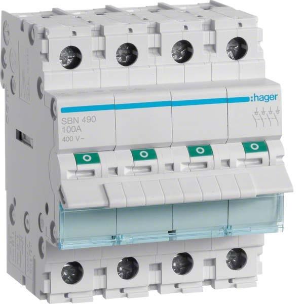 Bild von Hager Bedienfeld 100A modularer Schalter 4P SBN490, Elektronikzubehör + Gehäuse