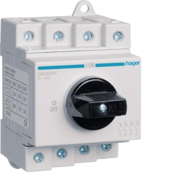 Bild von Hager Int. tetrapolar Serie SB, 32A, 1000V, White